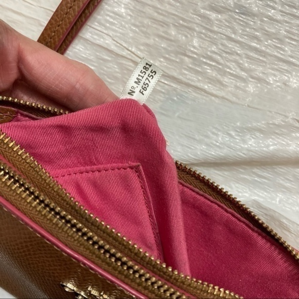 Coach brown double zipper wristlet bag - Picture 11 of 13